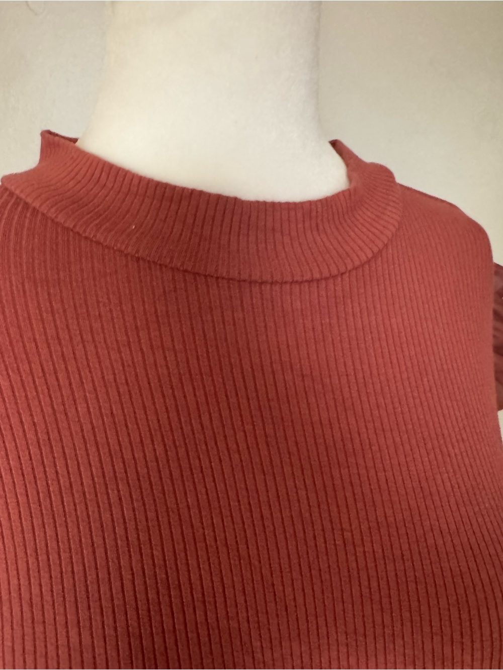 Doe & Rae Rust Ribbed Sleeveless Top with Ruffle Trim Medium - Picture 4 of 8